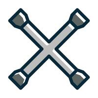Cross Wrench Vector Thick Line Filled Dark Colors Icons For Personal And Commercial Use.