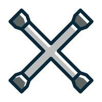 Cross Wrench Vector Thick Line Filled Dark Colors Icons For Personal And Commercial Use.