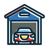 Garage Vector Thick Line Filled Dark Colors Icons For Personal And Commercial Use.