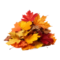 Pile of autumn leaves isolated on a transparent background AI Generative png