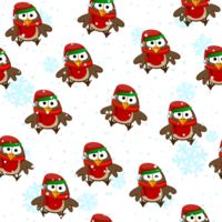 Seamless pattern with bullfinches and snow. png