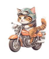 ai generativo motocicleta cavaleiro gato clipart ilustração agrupar para impressão em exigem sites é Além disso perfeito para qualquer de outros projeto png