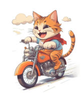 ai generativ Motorrad Fahrer Katze Clip Art Illustration bündeln zum drucken auf Nachfrage Websites ist ebenfalls perfekt zum irgendein andere Projekt png