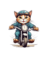 ai generativo motocicleta cavaleiro gato clipart ilustração agrupar para impressão em exigem sites é Além disso perfeito para qualquer de outros projeto png