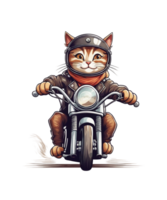 ai generativo motocicleta jinete gato clipart ilustración haz para impresión en demanda sitios web es además Perfecto para ninguna otro proyecto png