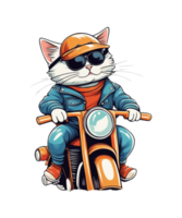 ai generativo motocicleta jinete gato clipart ilustración haz para impresión en demanda sitios web es además Perfecto para ninguna otro proyecto png