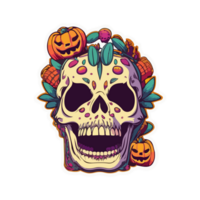 Halloween cartoon stickers bold lines spooky funny Ai generative png