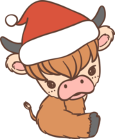 bambino montanaro mucca con Santa cappello Natale png