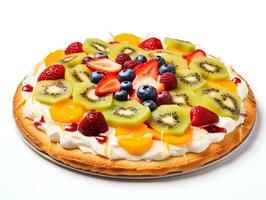 Delicious fruit pizza with isolated white background AI Generative photo