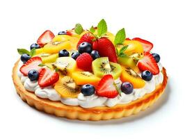 Delicious fruit pizza with isolated white background AI Generative photo