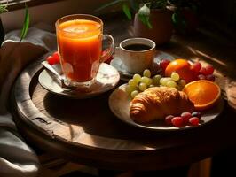 sano desayuno en el mesa ai generativo foto