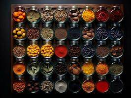 Shop is filled with many different spices AI Generative photo