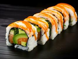 Sushi rolls on isolated background AI Generative photo