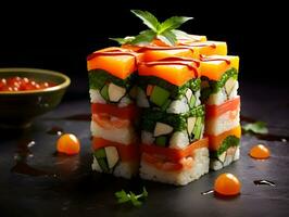 Sushi rolls on isolated background AI Generative photo