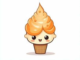 Cute cartoon character orange ice cream with isolated background AI Generative photo