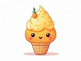 Cute cartoon character orange ice cream with isolated background AI Generative photo