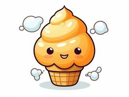 Cute cartoon character orange ice cream with isolated background AI Generative photo