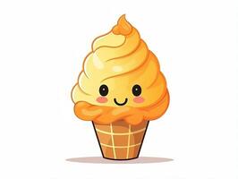 Cute cartoon character orange ice cream with isolated background AI Generative photo