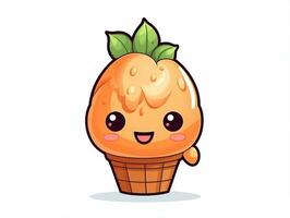 Cute cartoon character orange ice cream with isolated background AI Generative photo