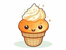 Cute cartoon character orange ice cream with isolated background AI Generative photo