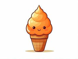 Cute cartoon character orange ice cream with isolated background AI Generative photo