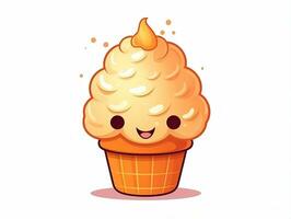 Cute cartoon character orange ice cream with isolated background AI Generative photo