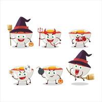 Halloween expression emoticons with cartoon character of gyudon vector