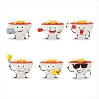 Gyudon cartoon character with various types of business emoticons vector