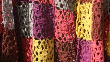 colorful Knitted fabric texture. detailed sweater fabric background. video