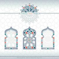 Arabesque islamic banner collection. Set of arabesque patterns vector backgrounds. Color abstract ornaments. You can use it for backgrounds, invitations, business cards, banners, wallpapers