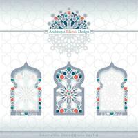 Arabesque islamic banner collection. Set of arabesque patterns vector backgrounds. Color abstract ornaments. You can use it for backgrounds, invitations, business cards, banners, wallpapers