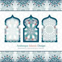 Arabesque islamic banner collection. Set of arabesque patterns vector backgrounds. Color abstract ornaments. You can use it for backgrounds, invitations, business cards, banners, wallpapers