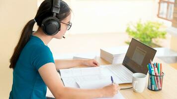 Distance learning online from home photo