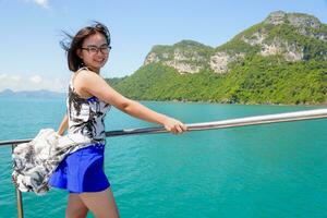 Asian woman on the boat photo