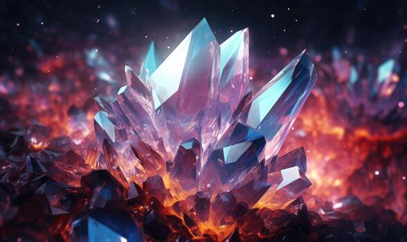 Elegant crystal structure with a glass morphism effect. AI generative. photo