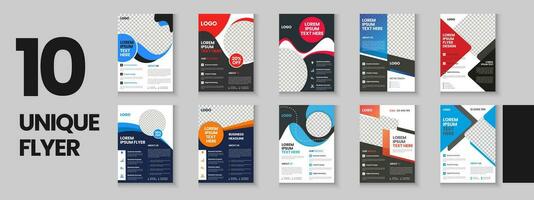 Corporate and business colorful flyer collection, corporate poster, flyer bundle, brochure, annual report, proposal, leaflet, company profile, digital marketing poster and a4 layout with mockup vector