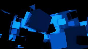 blu splendente cubi geometrico 3d sfondo. fluente leggero digitale concetto. creativo 3d movimento animazione design. video