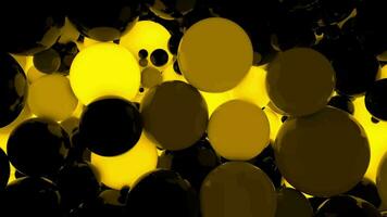 Yellow shining bubbles geometric 3d background. Flowing balls light digital concept. Creative 3d motion animation design. video