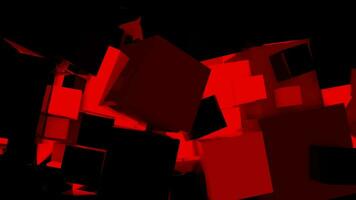 vermelho brilhando cubos geométrico 3d fundo. fluindo luz digital conceito. criativo 3d movimento animação Projeto. video