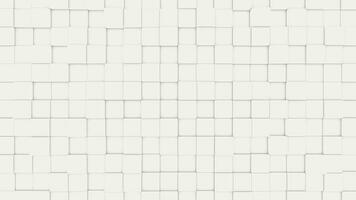 White bulgy squares geometric tile background. Bulging plastic digital mosaic pattern. Creative 3d motion animation graphic design wall. video