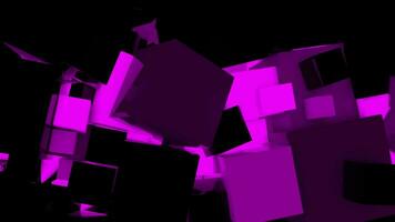 Violet shining cubes geometric 3d background. Flowing light digital concept. Creative 3d motion animation design. video