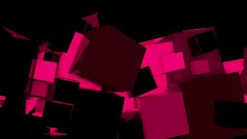 roze schijnend kubussen meetkundig 3d achtergrond. vloeiende pleinen licht digitaal concept. creatief 3d grafisch beweging animatie. video