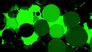 Green shining bubbles geometric 3d background. Flowing balls light digital concept. Creative 3d motion animation design. video