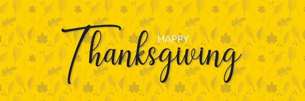 happy thanksgiving lattering design with leaf pattern perfect for banner, poster design. vector