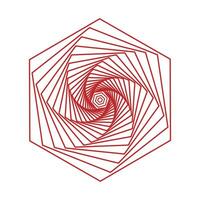 A red and white hexagon with a spiral in the middle vector