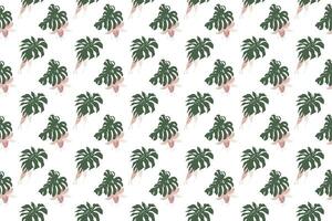 Monstella leave with flower as seamless pattern background vector