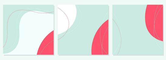 Template posters in boho style, pastel pink colors, abstract shapes with circles and dots. The place is empty for insertion. vector