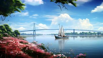 flower Scenic view of river and sky photo