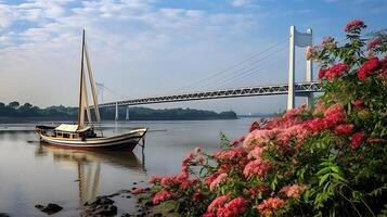 flower Scenic view of river and sky photo