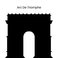 The silhouette of Arc De Triomphe of Paris is isolated on a white background. Vector illustration